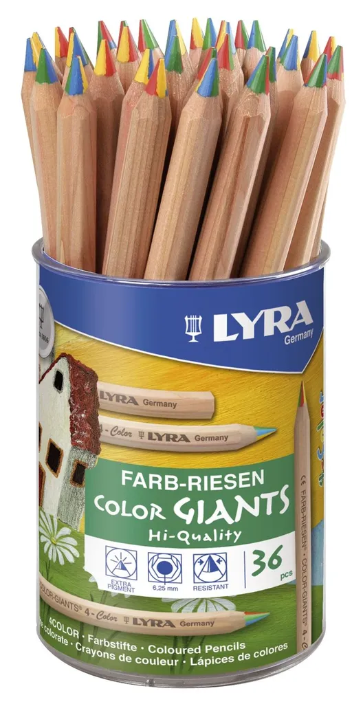 LYRA 3933365 Farbstift Farb-Riesen 4-Color naturbelassen im Köcher